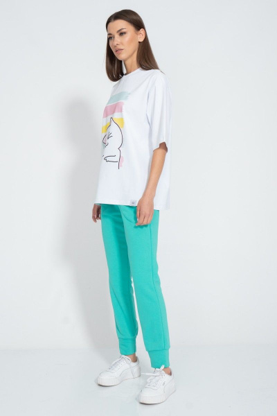 Футболка с завышенной горловиной из хлопка круглый год Kivviwear 4034.52 - фото 9