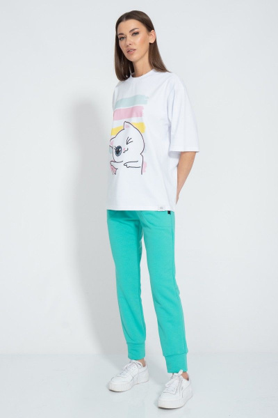 Футболка с завышенной горловиной из хлопка круглый год Kivviwear 4034.52 - фото 8