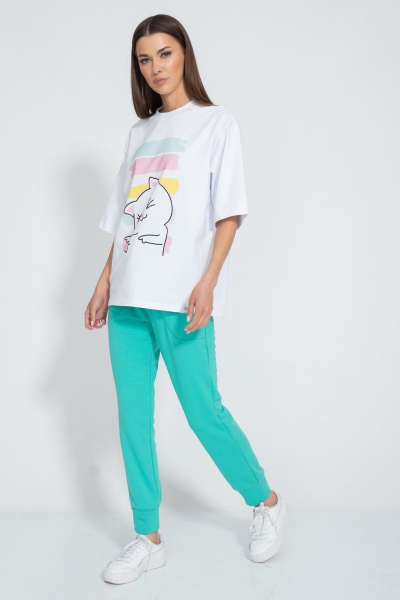 Футболка с завышенной горловиной из хлопка круглый год Kivviwear 4034.52 - фото 7