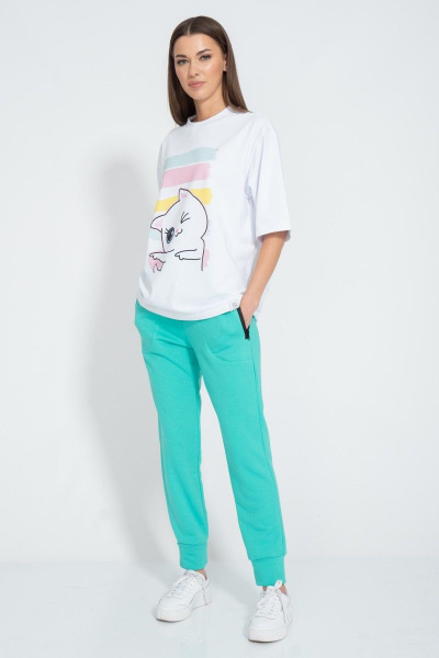 Футболка с завышенной горловиной из хлопка круглый год Kivviwear 4034.52 - фото 4