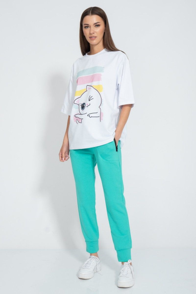 Футболка с завышенной горловиной из хлопка круглый год Kivviwear 4034.52 - фото 2