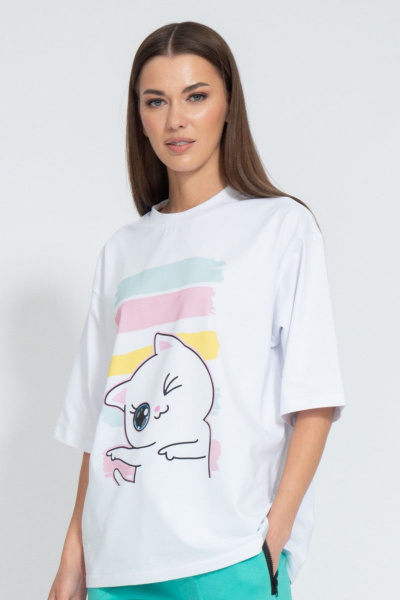 Футболка с завышенной горловиной из хлопка круглый год Kivviwear 4034.52 - фото 1