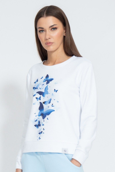 Белый свитшот с логотипом BALANCE для casual образа Kivviwear 4078.28 - фото 1