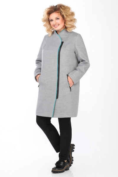 Демисезонное пальто прямого силуэта с карманами и стойкой Matini 2.1350 серый - фото 2