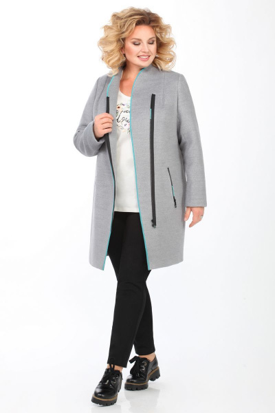 Демисезонное пальто прямого силуэта с карманами и стойкой Matini 2.1350 серый - фото 3