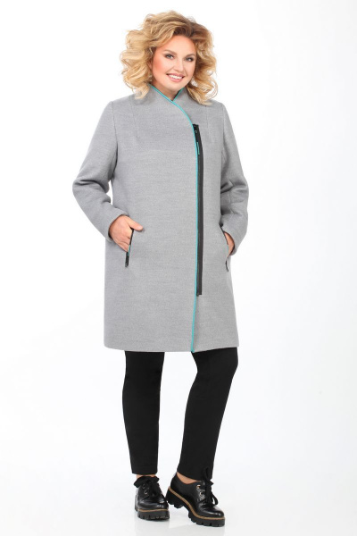 Демисезонное пальто прямого силуэта с карманами и стойкой Matini 2.1350 серый - фото 5
