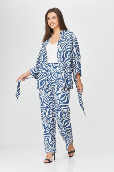 Топ с V-образным вырезом и разрезами из эластичной ткани Abbi 4013 белый - фото 7