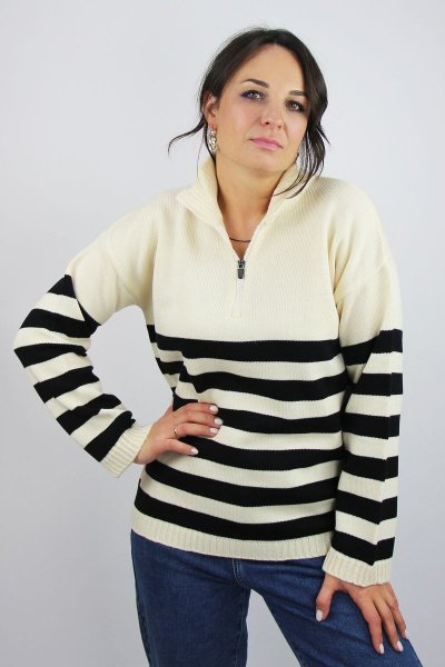 Джемпер из вязаного трикотажа с застежкой-молнией Полесье С1425-22 3С3075-Д43 158,164 экрю - фото 1