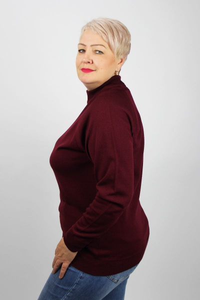 Свитер прямого силуэта с регланом двойная стойка демисезон Полесье С3316-15 5С1754-Д43 158,164 бургундский - фото 2