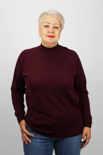 Свитер прямого силуэта с регланом двойная стойка демисезон Полесье С3316-15 5С1754-Д43 158,164 бургундский - фото 1