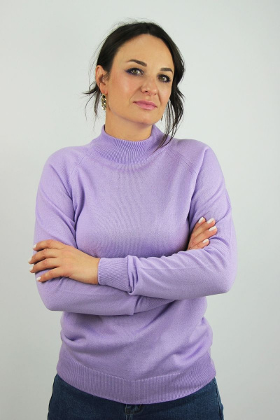 Свитер прямого силуэта с регланом двойная стойка демисезон Полесье С3316-15 5С1754-Д43 158,164 сиреневый_бриз - фото 1