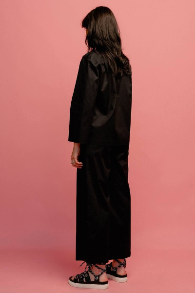 Жакет из хлопка прямой формы с воротником и пуговицами JRSy 2346 черный - фото 4