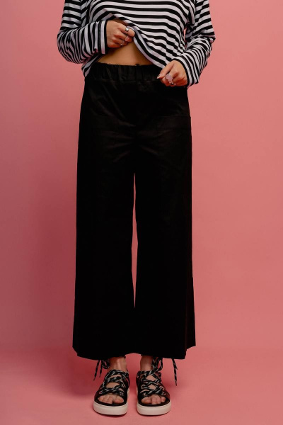 Кюлоты из хлопка с широким низом и эластичной тесьмой JRSy 2149 черный - фото 1