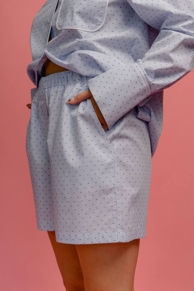 Голубые хлопковые шорты с наклонными карманами и эластичной тесьмой JRSy 2351 мультиколор - фото 3