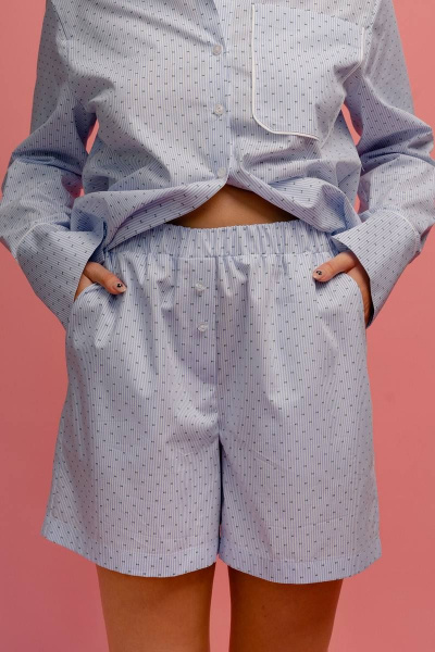 Голубые хлопковые шорты с наклонными карманами и эластичной тесьмой JRSy 2351 мультиколор - фото 2