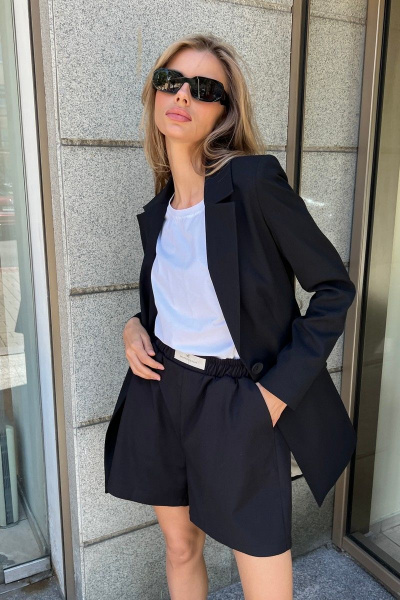 Костюм из искусственного шелка с рубашкой и брюками Skipper Design 714 черный - фото 1