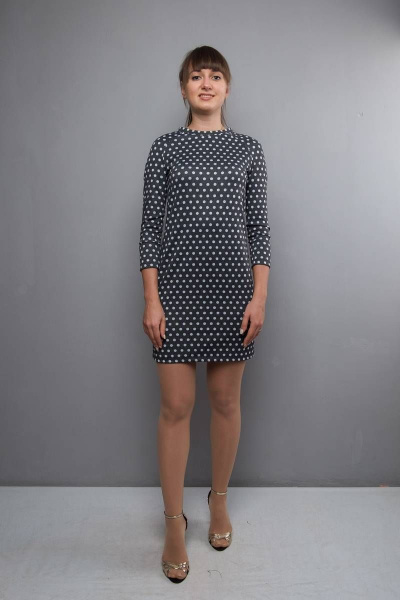 Платье прямого силуэта с длинным рукавом реглан Mita ЖМ1012 горох - фото 2