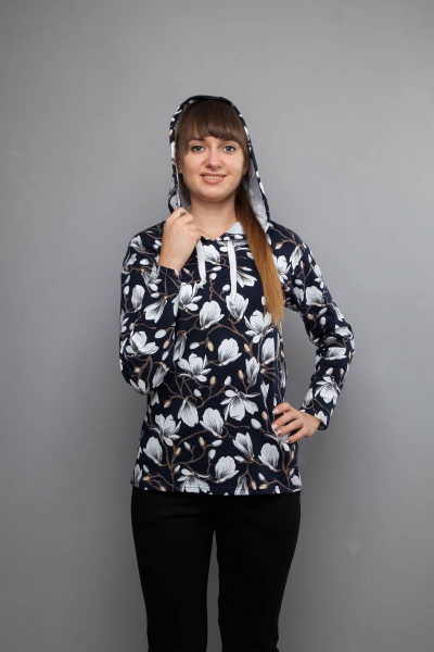 Туника А-силуэта с капюшоном и длинным рукавом Mita ЖМ984 - фото 1