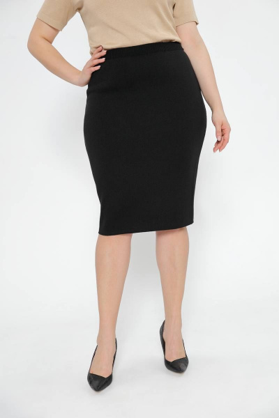 Юбка из трикотажа до колена полуприлегающего силуэта BONADI 1413 черный - фото 1