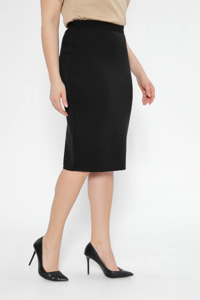 Юбка из трикотажа до колена полуприлегающего силуэта BONADI 1413 черный - фото 3