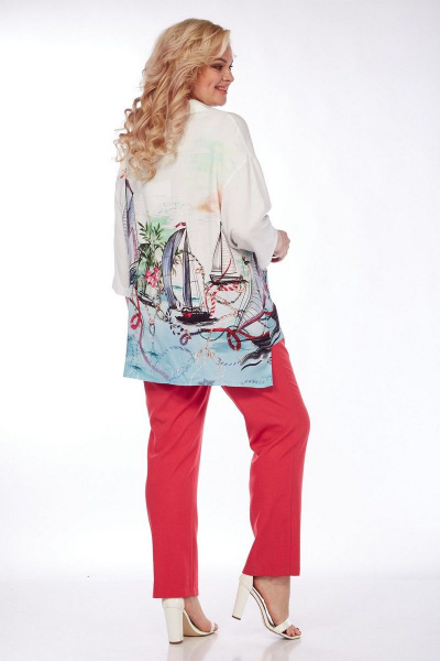 Мультиколор костюм рубашки и зауженных брюк Grace for you 236 - фото 2