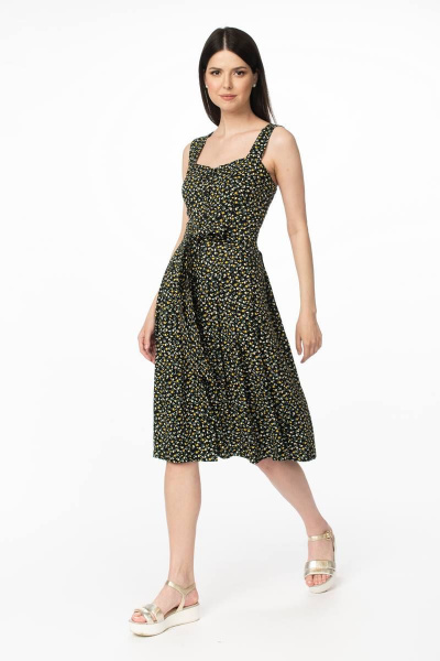 Сарафан из вискозы с имитацией корсета и карманами Stilville 1876 черный - фото 5