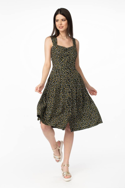 Сарафан из вискозы с имитацией корсета и карманами Stilville 1876 черный - фото 4