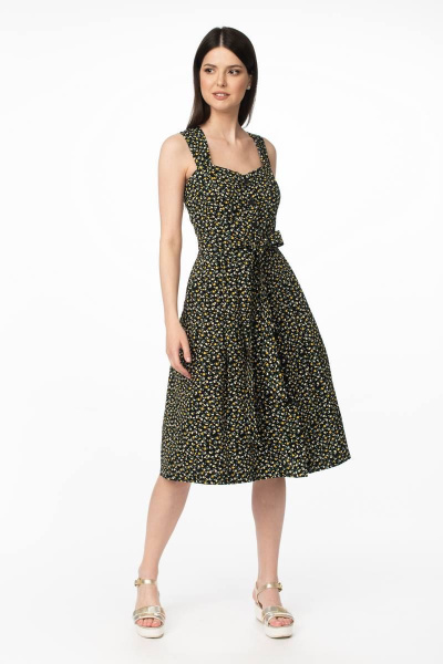 Сарафан из вискозы с имитацией корсета и карманами Stilville 1876 черный - фото 3