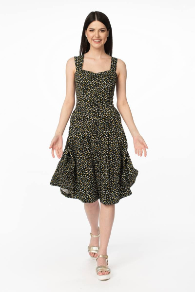 Сарафан из вискозы с имитацией корсета и карманами Stilville 1876 черный - фото 2