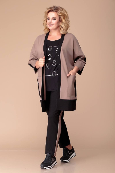 Платье Нарядное с объемными бочками и шлицей на спинке Romanovich Style 3-1882 кофе/черный - фото 2