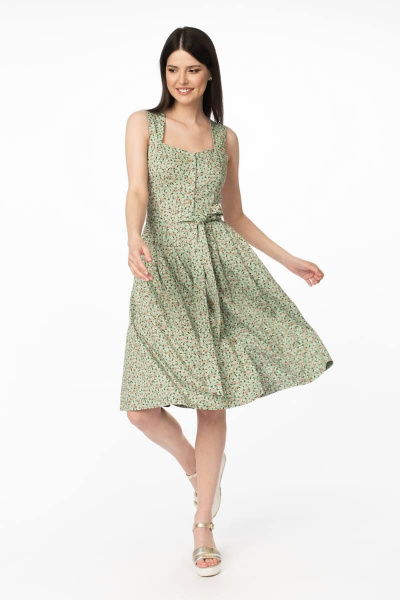 Сарафан из вискозы с корсетом и складками на юбке Stilville 1876 мята - фото 6