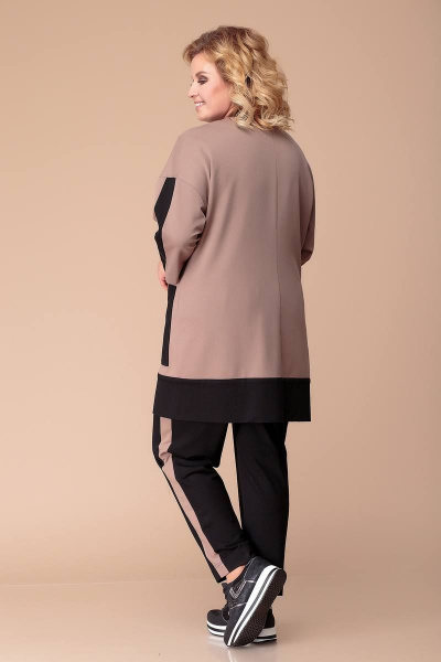 Платье Нарядное с объемными бочками и шлицей на спинке Romanovich Style 3-1882 кофе/черный - фото 4