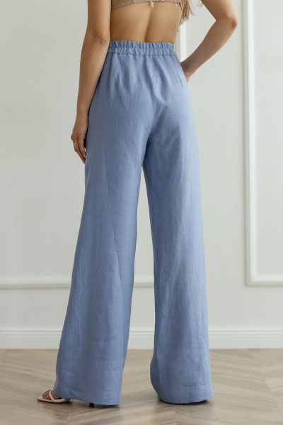 Голубые палаццо из льна с высокой посадкой Atelero 1056 голубой - фото 3