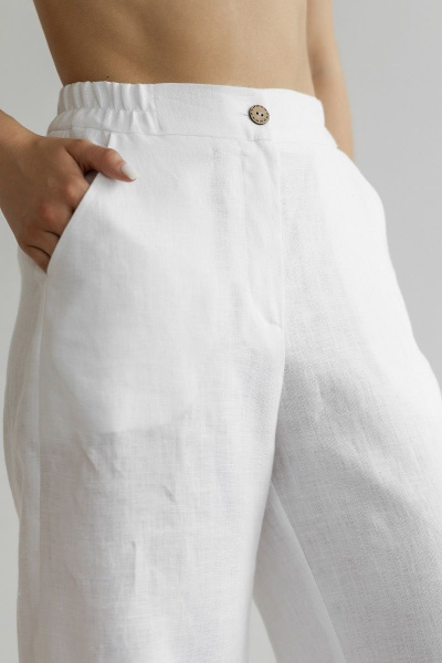 Белый костюм из льна с брюками и топом на резинке Atelero 1079 белый - фото 7