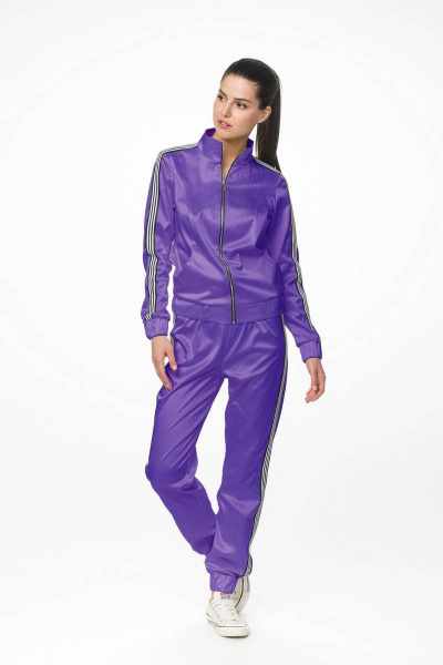 Демисезонный спортивный костюм из хлопка с тесьмой Stilville 1504 фиолет - фото 3