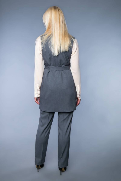 На каждый день удлиненный серый жилет с поясом Avila 0645 серый - фото 3