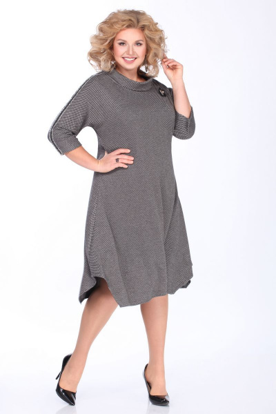 Трапециевидное платье с рюшей и декоративной тесьмой Matini 3.1247 серый - фото 3
