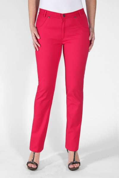 Розовые джинсы из хлопка с длиной 107 см для отдыха Mirolia 103-2 коралл - фото 1