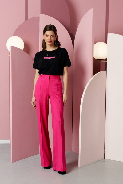 Черная оверсайз футболка из хлопкового трикотажа VIZANTI 9132 черный - фото 2