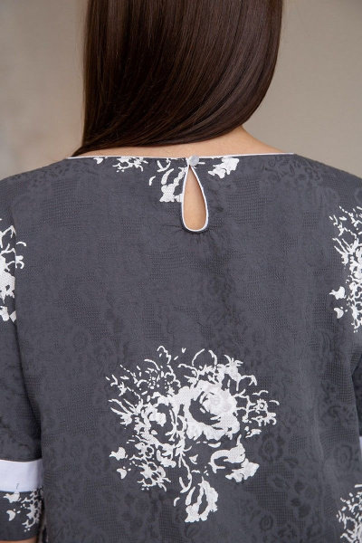 Платье зауженное из хлопка с карманами и пуговицами ASV 2624 серо-белый - фото 5