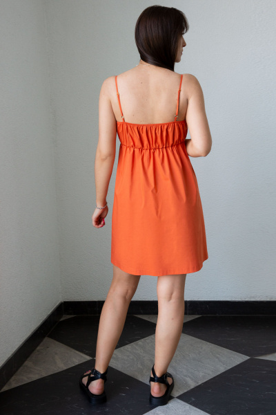 Хлопковый сарафан без рукавов мини с поясом Панда 104080w оранжевый - фото 2