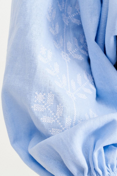 Голубая свободная блуза из льна в этническом стиле MUA 46-583-blue - фото 11