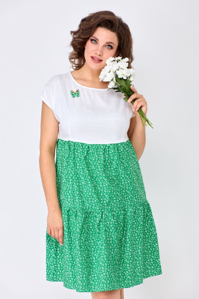 Платье хлопковое чуть выше линии талии воланы лето Solomeya Lux 927C - фото 8