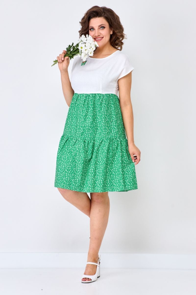 Платье хлопковое чуть выше линии талии воланы лето Solomeya Lux 927C - фото 4