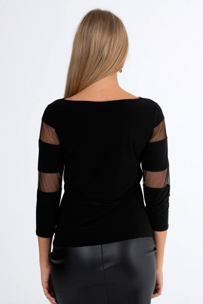 Черная блуза из стрейч-шелка с рукавом 3/4 Nika.PL 07071 черный - фото 2