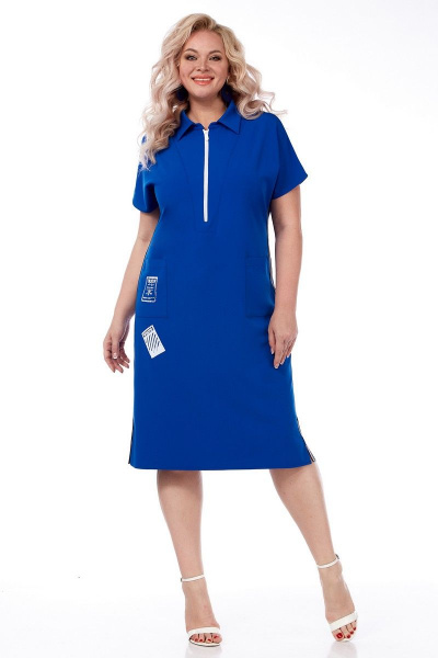 Летнее платье прямого силуэта с карманами и разрезами Matini 3.1510/1 василек - фото 1