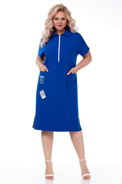 Летнее платье прямого силуэта с карманами и разрезами Matini 3.1510/1 василек - фото 4