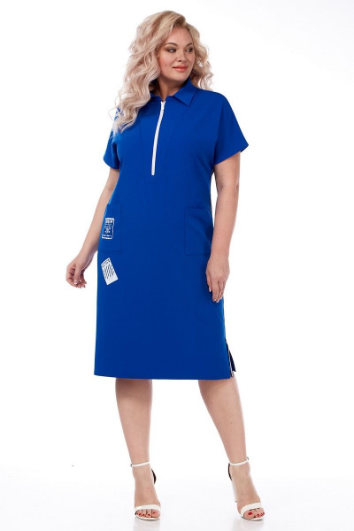 Летнее платье прямого силуэта с карманами и разрезами Matini 3.1510/1 василек - фото 3