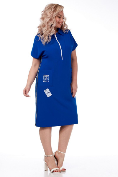 Летнее платье прямого силуэта с карманами и разрезами Matini 3.1510/1 василек - фото 2