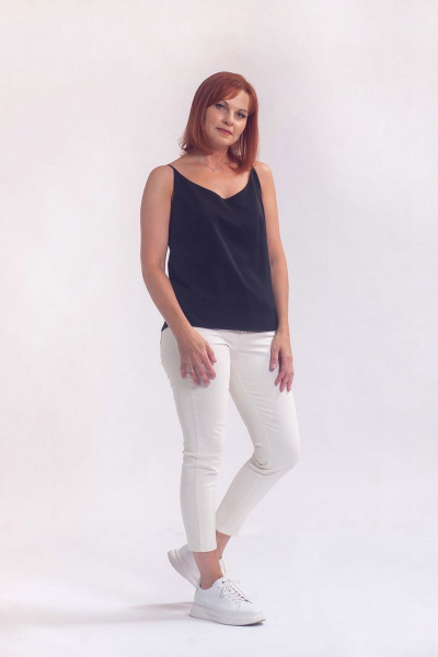 Летний топ на бретелях с нагрудной вытачкой Соджи 558 черный - фото 1